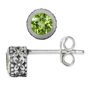 Genuine Burma Peridot Filigree 14k/.925 ss Floral Earrings